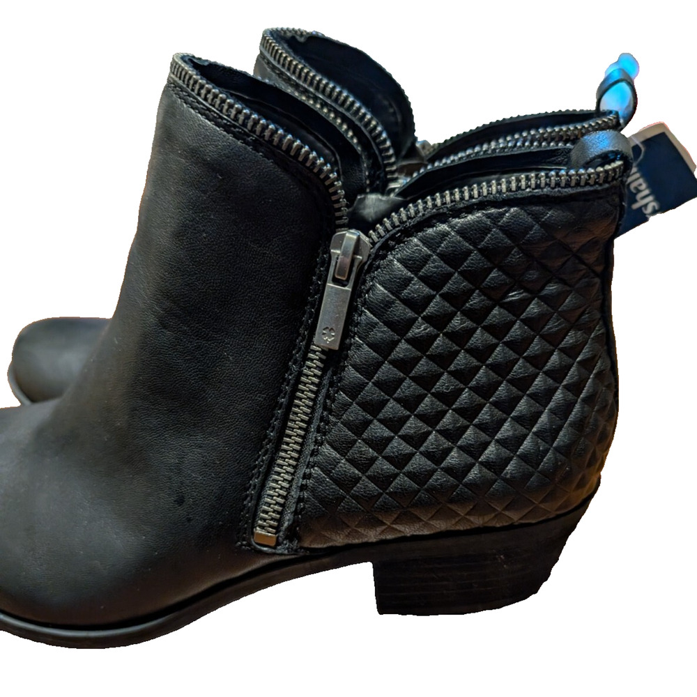 Lucky Brand Bartolino Black Leather Zippered Ankle Boots Size 12 NEW - Picture 6 of 9